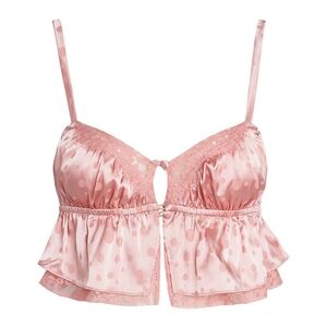 NEW For Love & Lemons pink jacquard crop cami size L